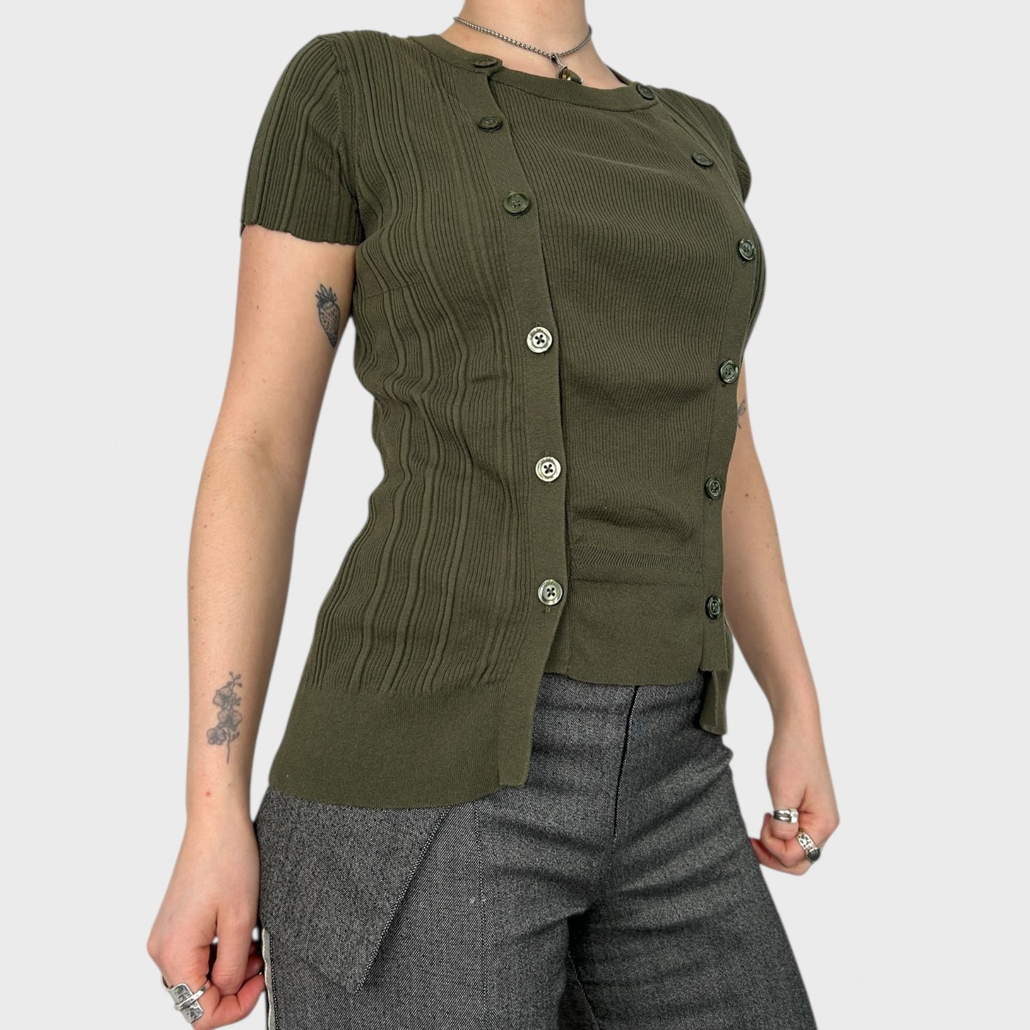 Diesel Khaki Asymmetric Button Top - M/L