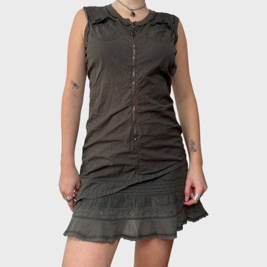 Cop Copine 2-in-1 Khaki Dress Top