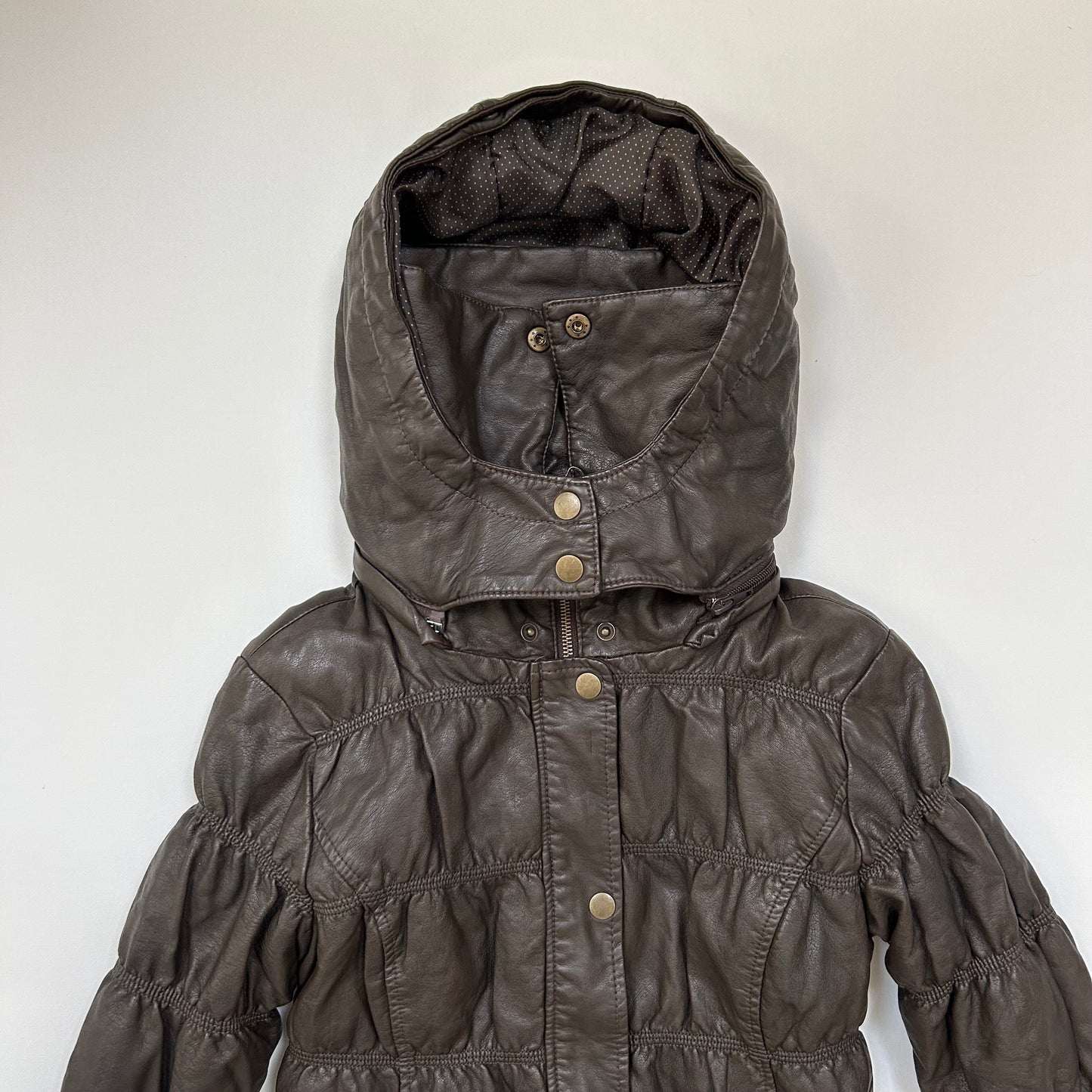 Brown Ruched Zip-Up Jacket