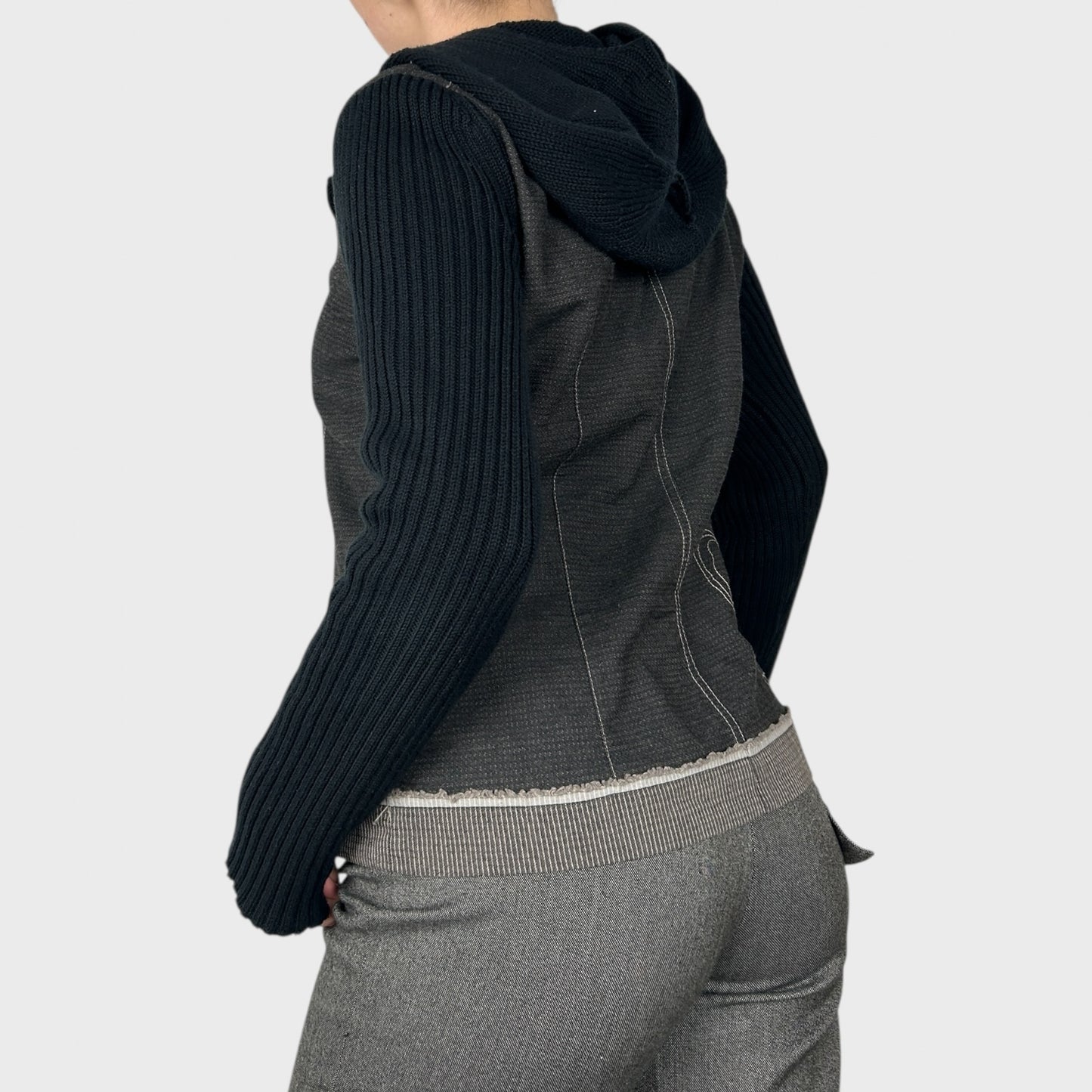 Cop Copine Bi-Material Knit Hoodie - M