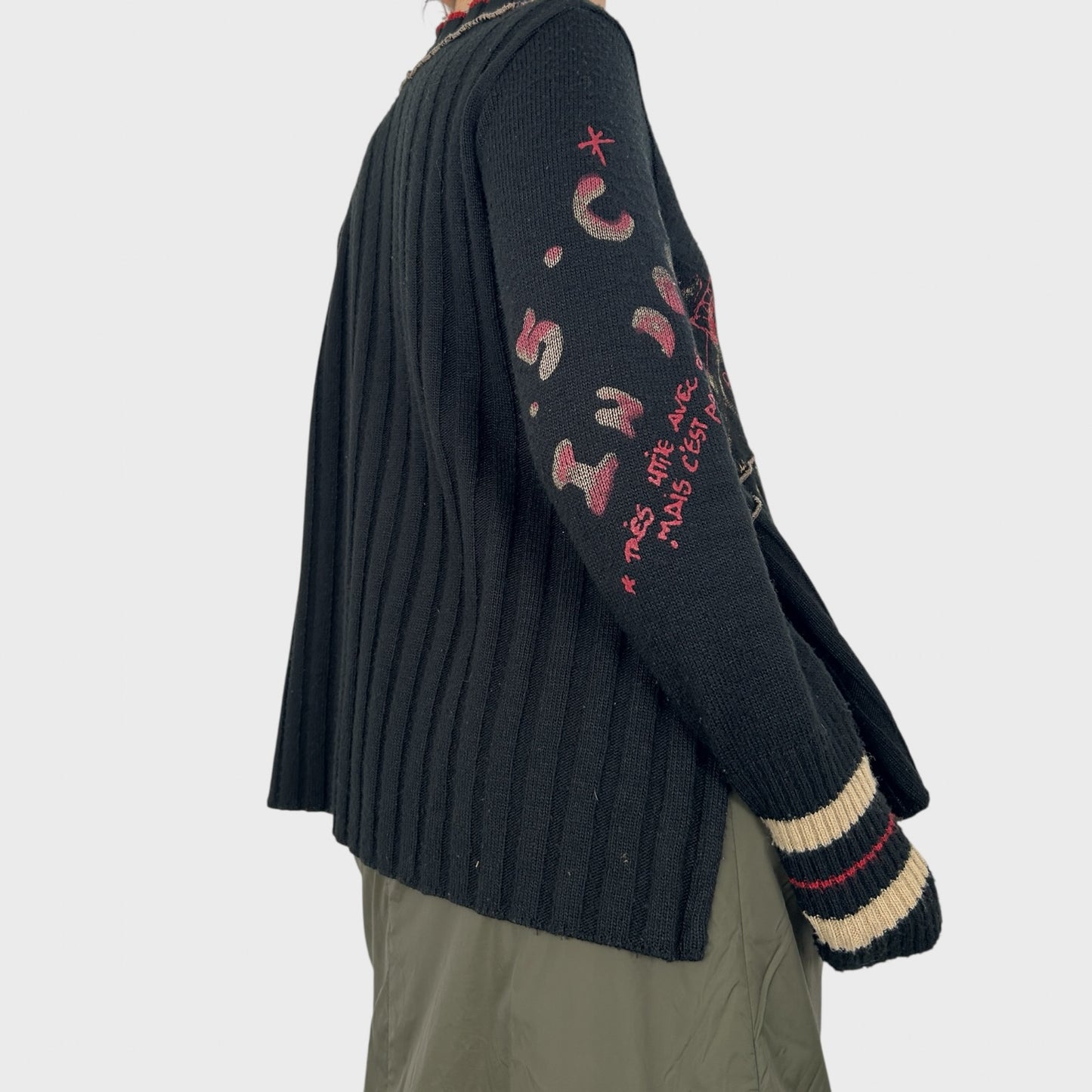 Cop Copine Black Graphic Print Knit Jumper - M