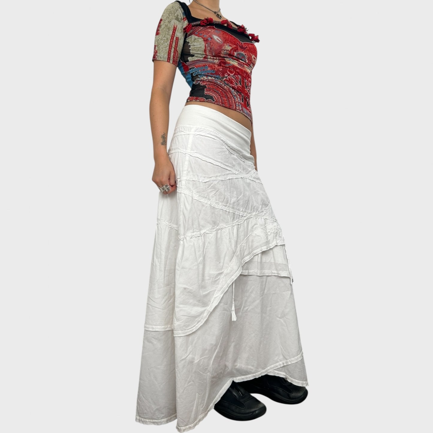 White Cop Copine Layered Maxi Skirt - S/M