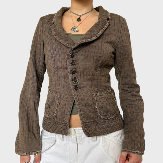 Cop Copine Checked Button-Up Jacket - Size M