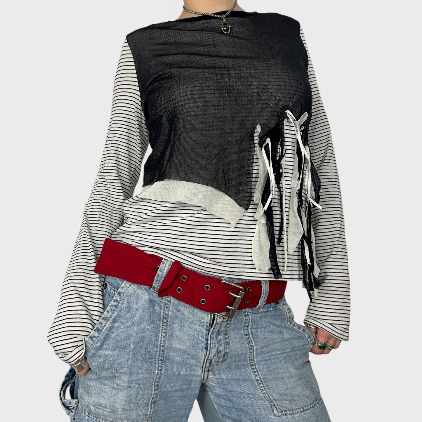 Cop Copine Bi-Material Stripe Long Sleeve - M
