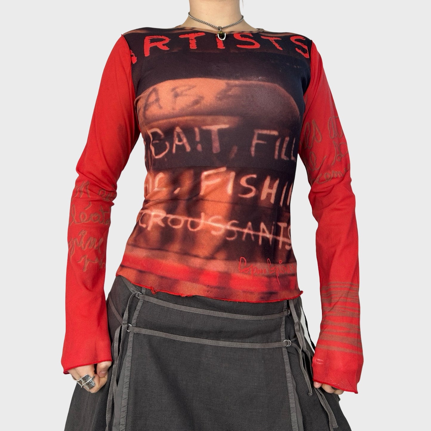 Cop Copine Graphic Mesh Long Sleeve - M