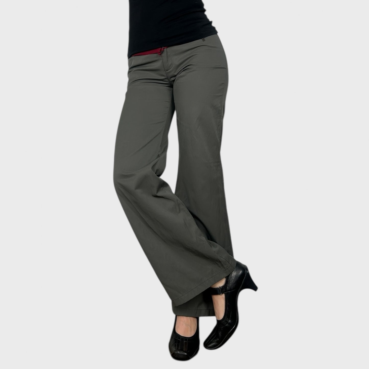 Cop Copine Grey Fitted Wide Leg Trousers - S