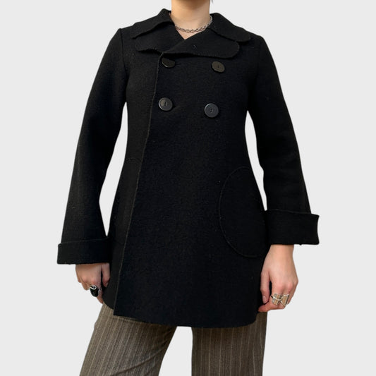 Cop Copine Black Button Wool Pea Coat