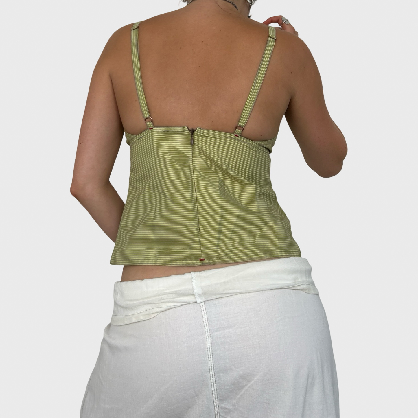 Cop Copine Green Striped Cross Cami Top - XS/S