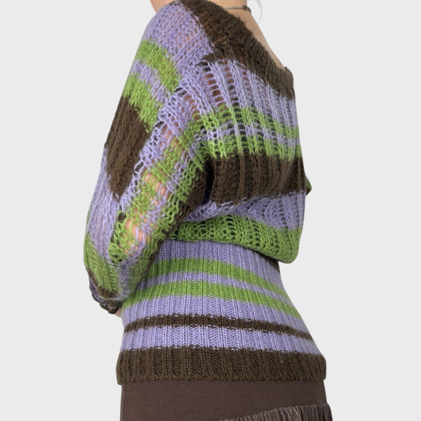 Vintage Miss Sixty Slouchy Striped Knit Jumper - S/M