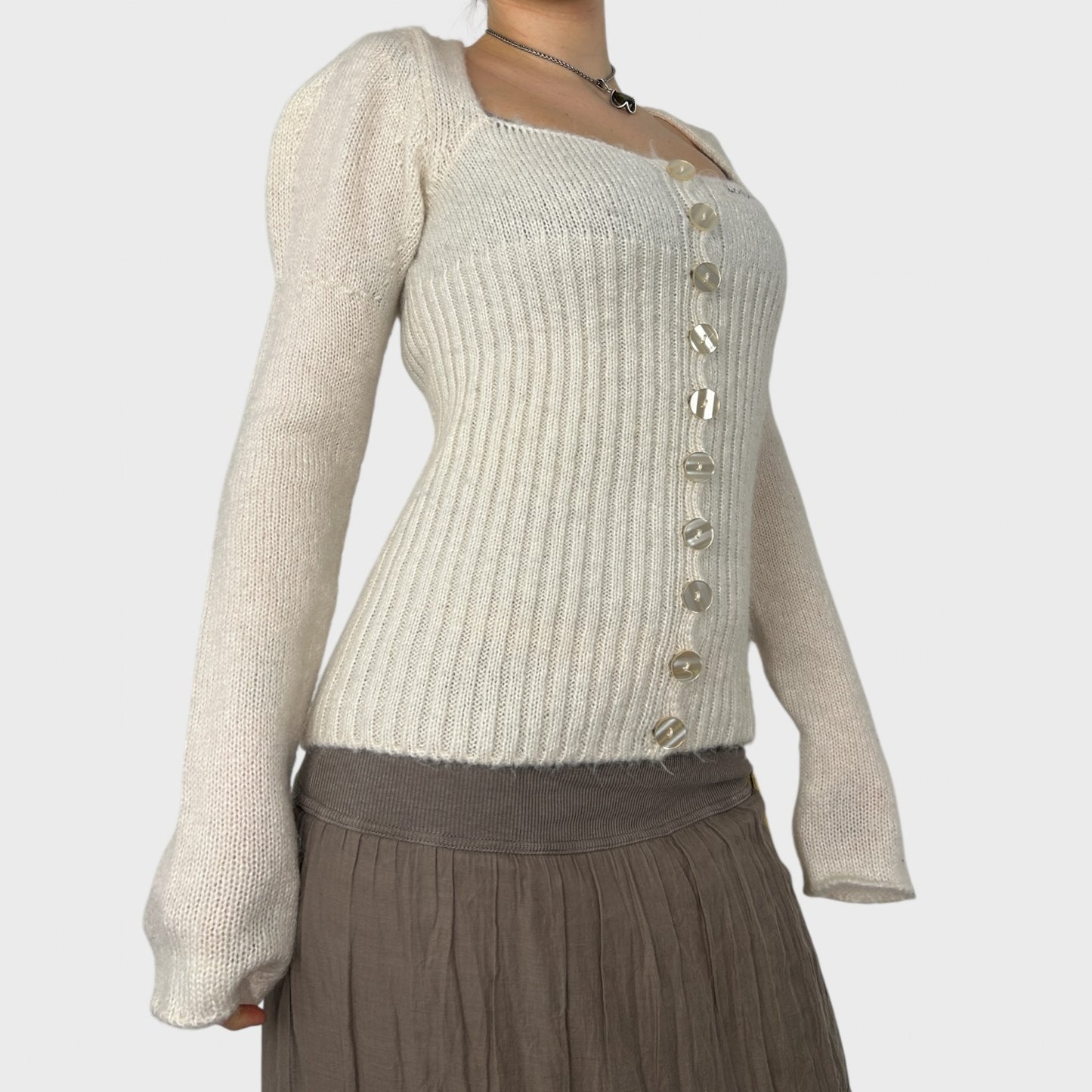 Miss Sixty White Button Cardigan - L