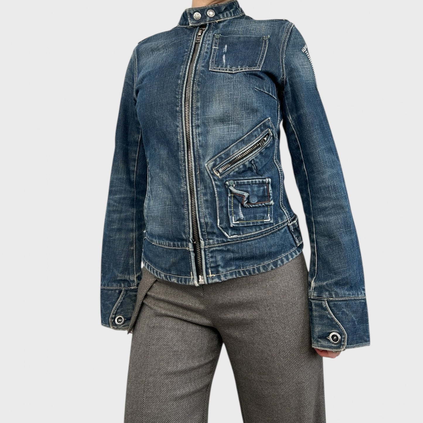 Vintage Denim Zip-Up Jacket - S