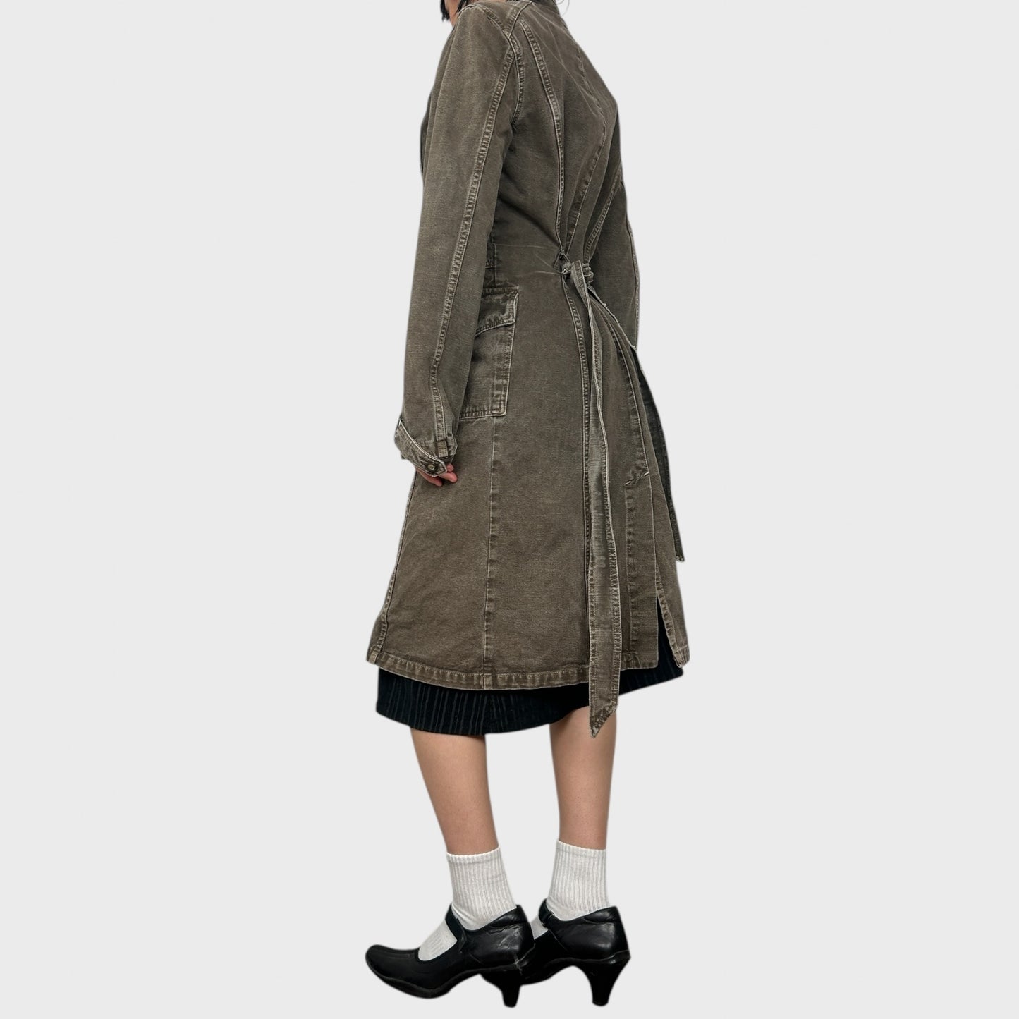 Long Denim Trench Coat - L