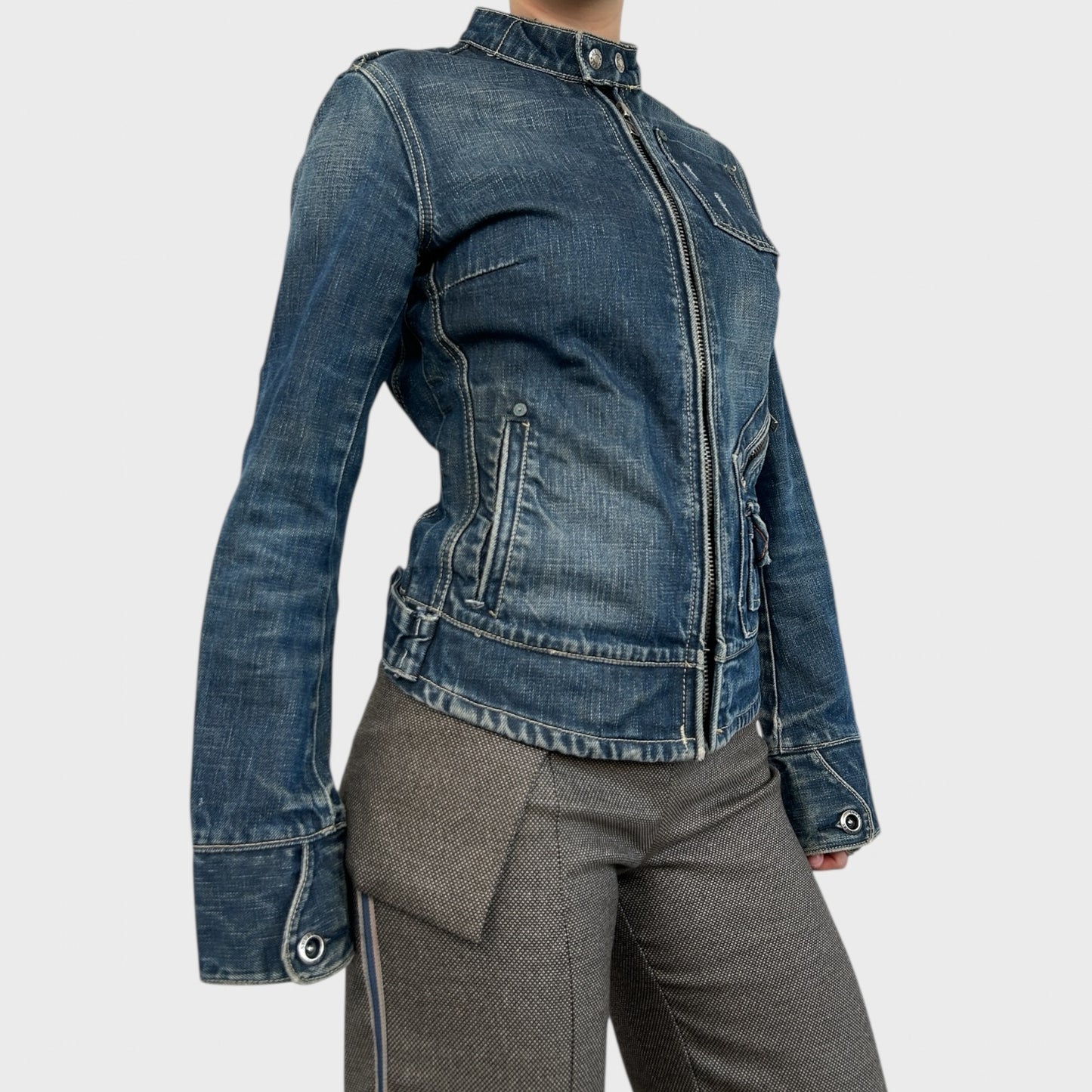 Vintage Denim Zip-Up Jacket - S