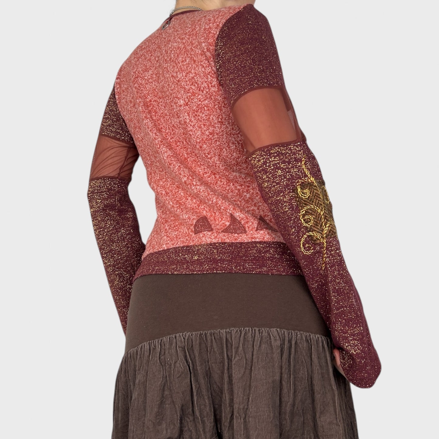 Save The Queen Graphic Bi-Material Long Sleeve Top - M/L