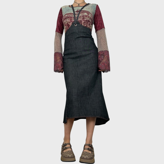 Cop Copine Denim Cut Out Midi Dress - S