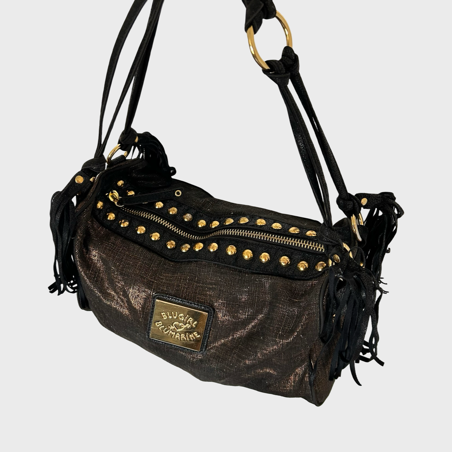 Blumarine Brown Gold Shimmer Handbag