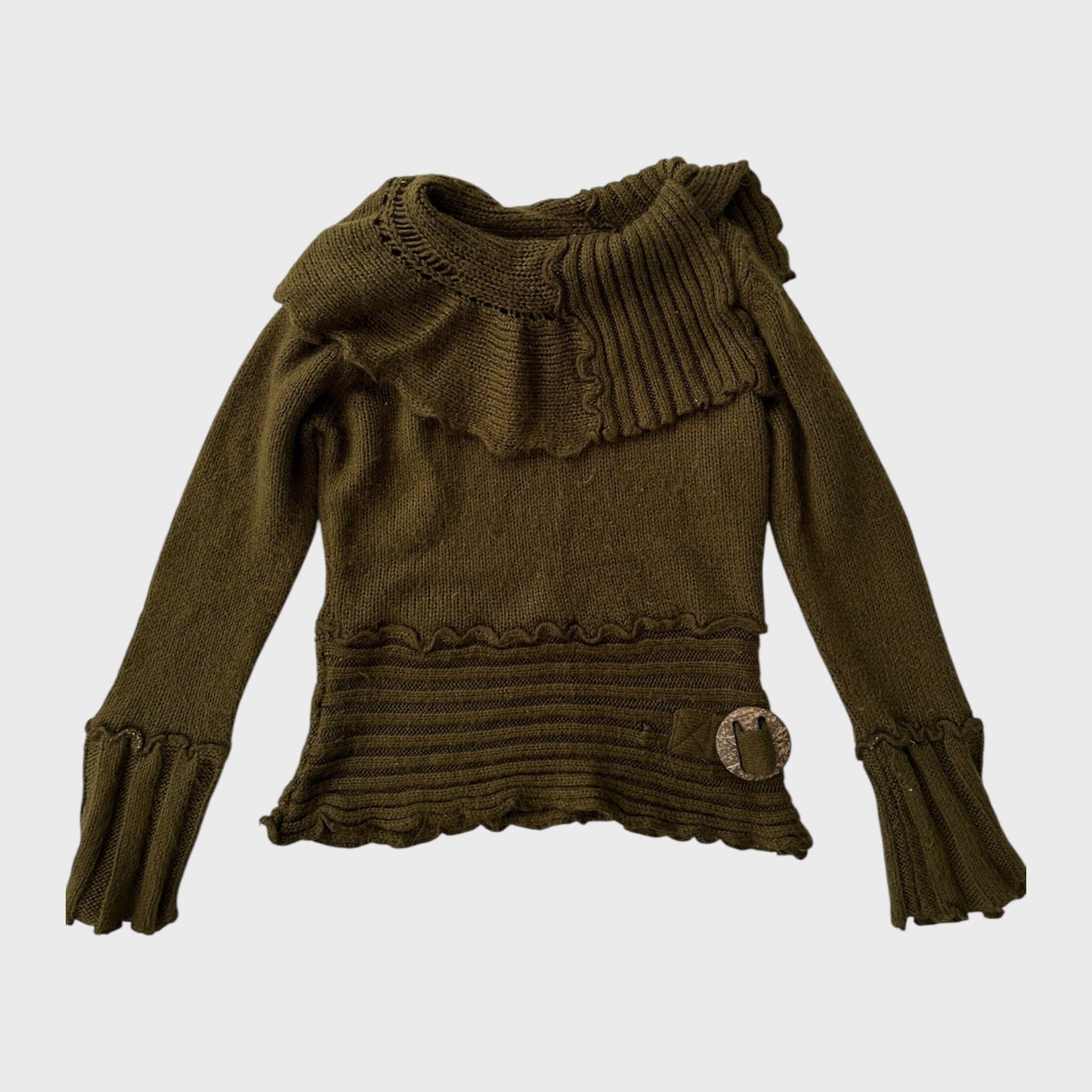 Khaki Mohair Frilly Jumper