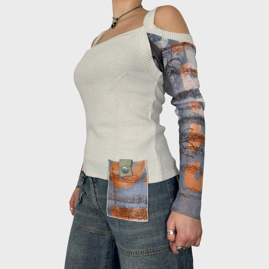 Cop Copine Bi-Material Long Sleeve Knit Top - M