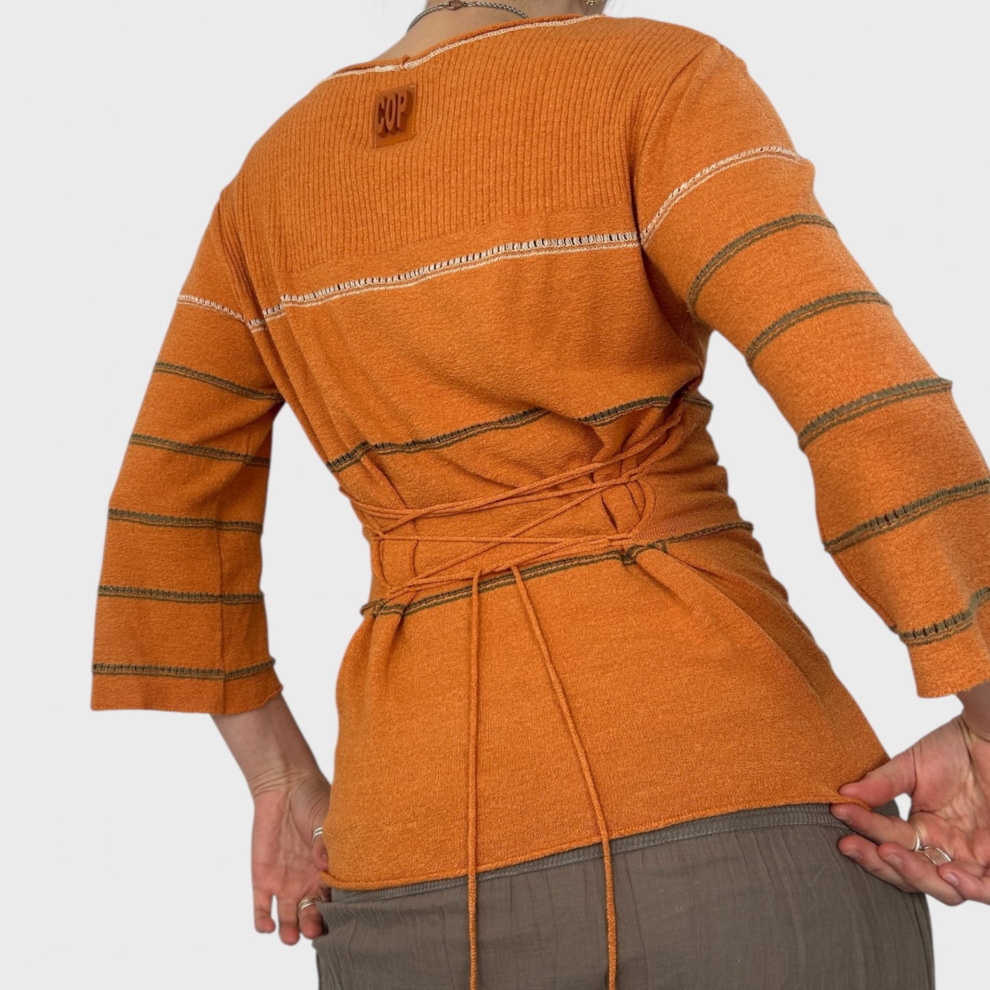 Cop Copine Orange Corset Tie Back Jumper - M