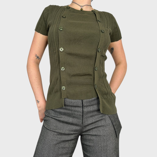 Diesel Khaki Asymmetric Button Top - M/L
