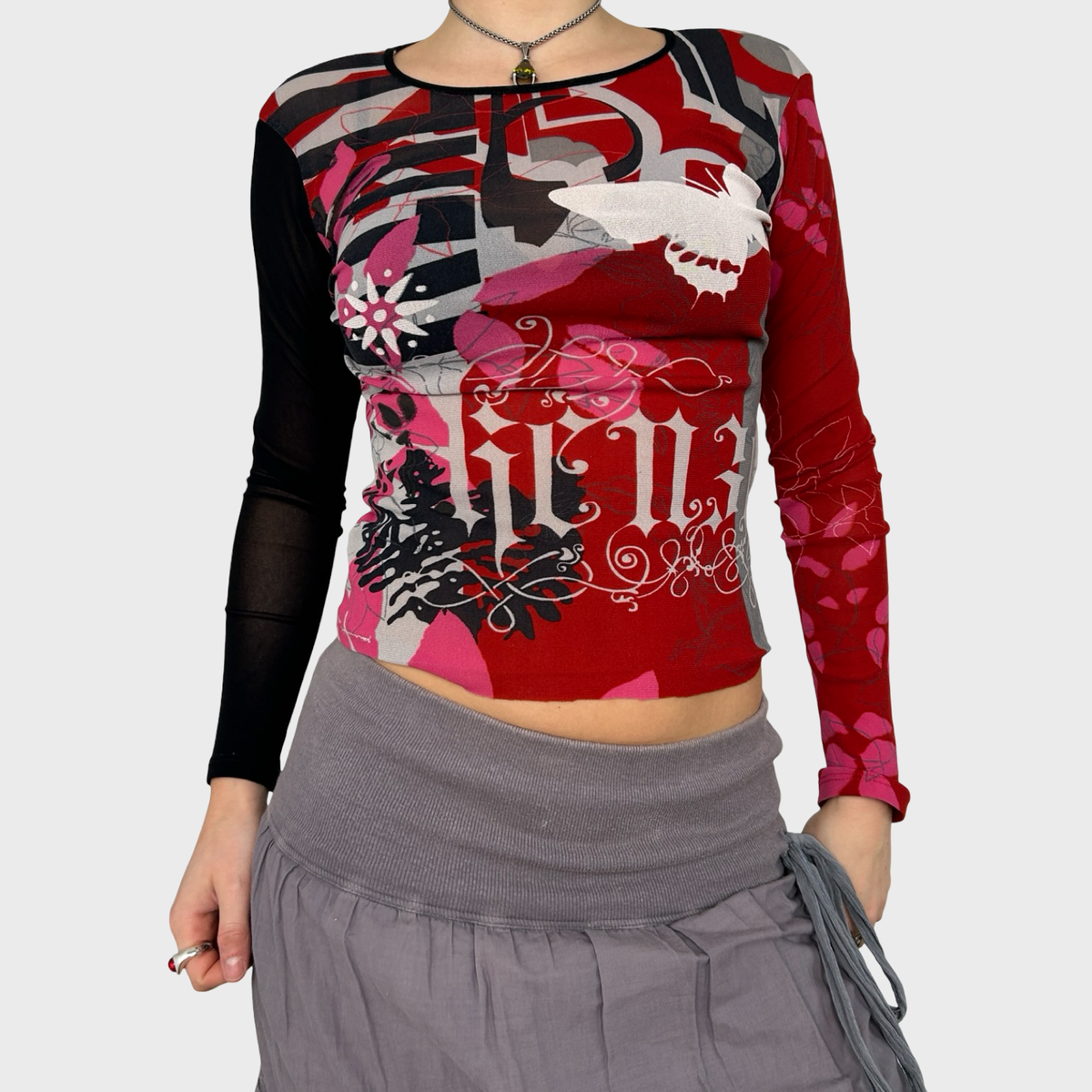 Kenzo Graphic Mesh Long Sleeve Top - XS/S