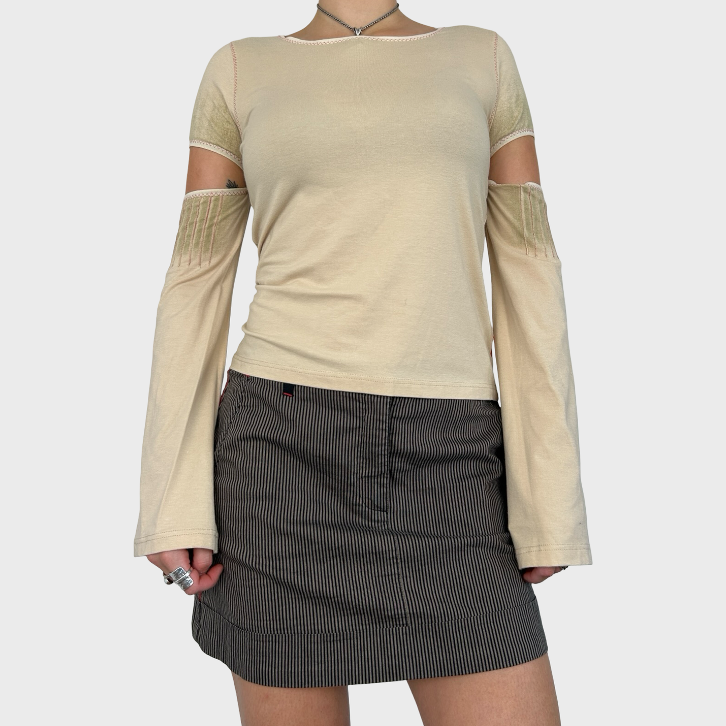 Cop Copine BNWT Beige Top with Detachable Sleeves - M