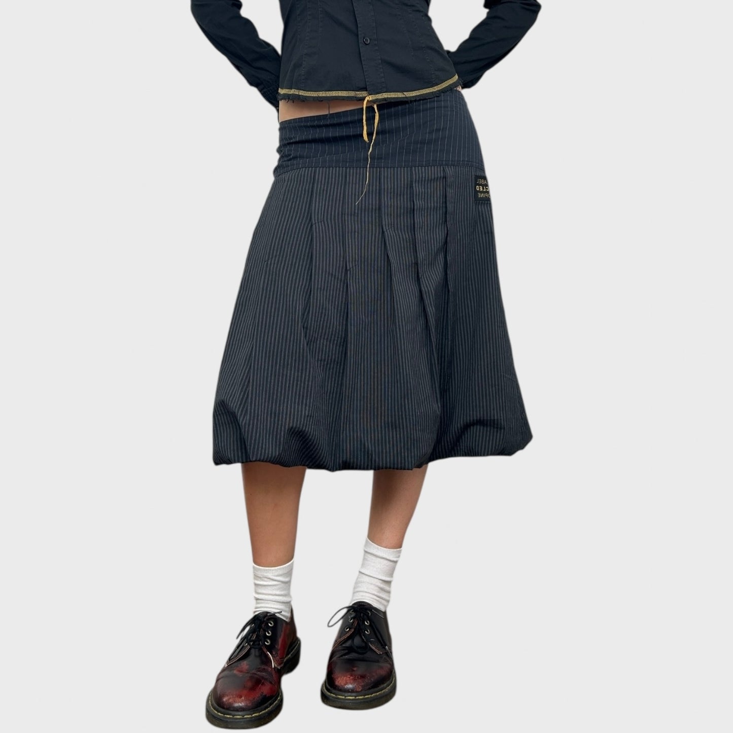 Cop Copine Pinstripe Pleated Midi Skirt - M/L
