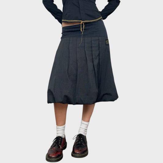 Cop Copine Pinstripe Pleated Midi Skirt - M/L