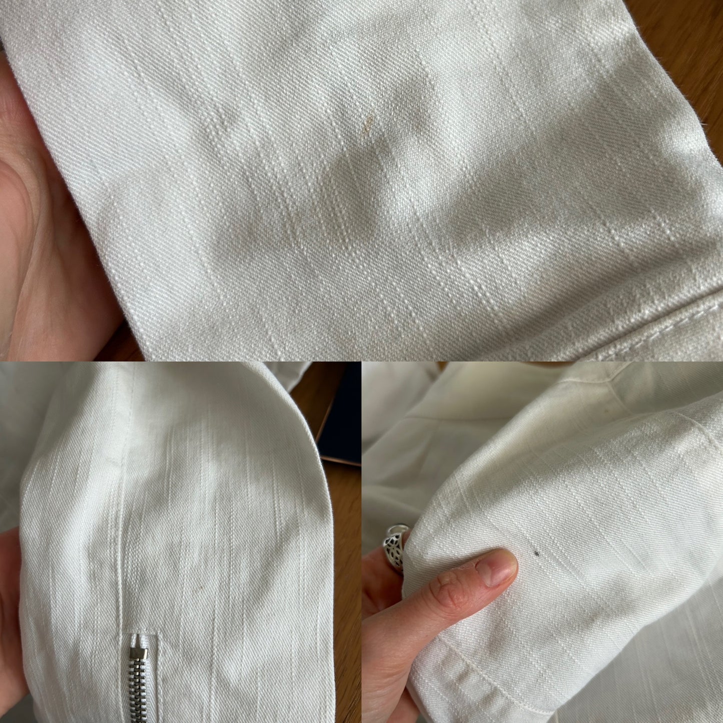 White Denim Zip-Up Jacket