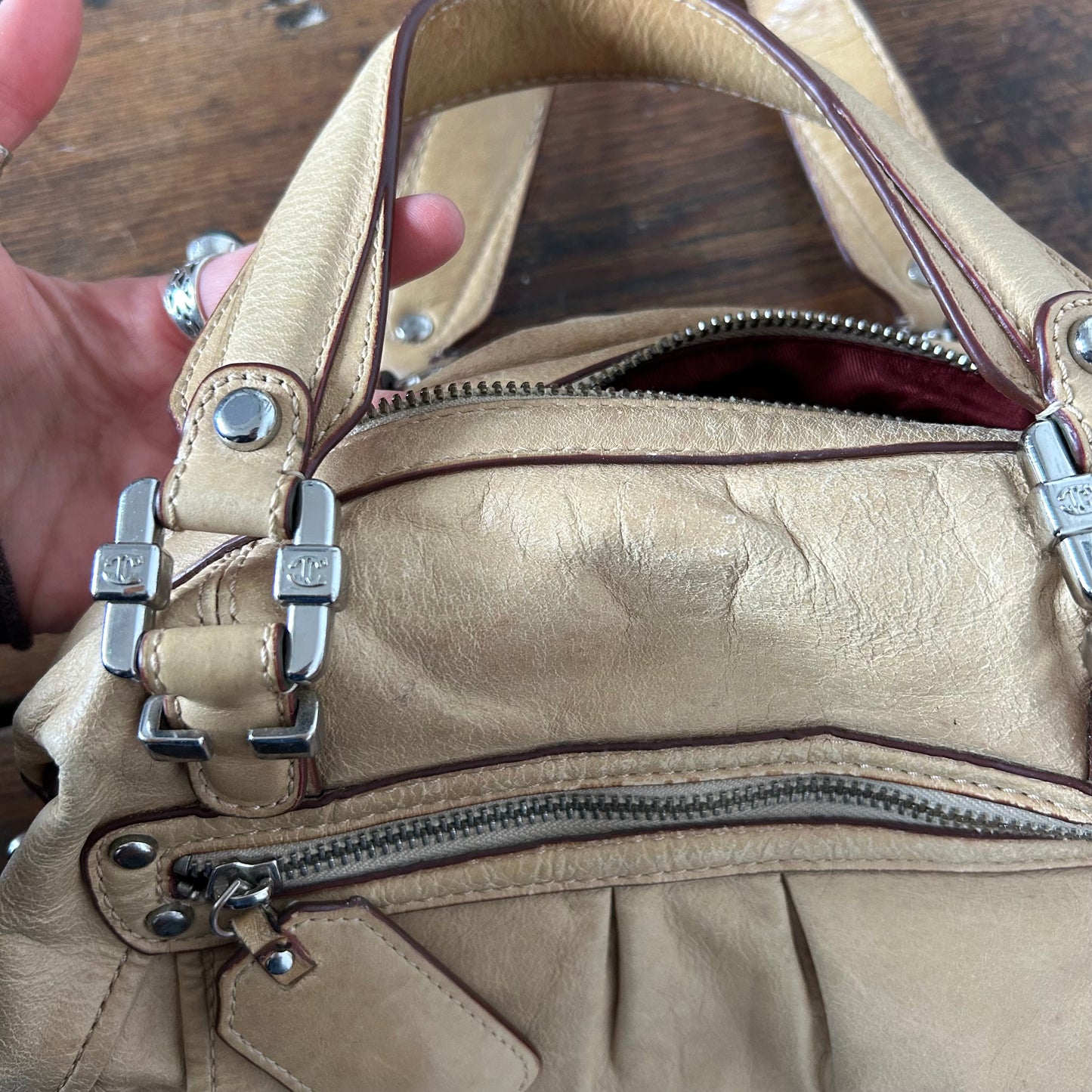 Roberto Cavalli Tan Leather Handbag