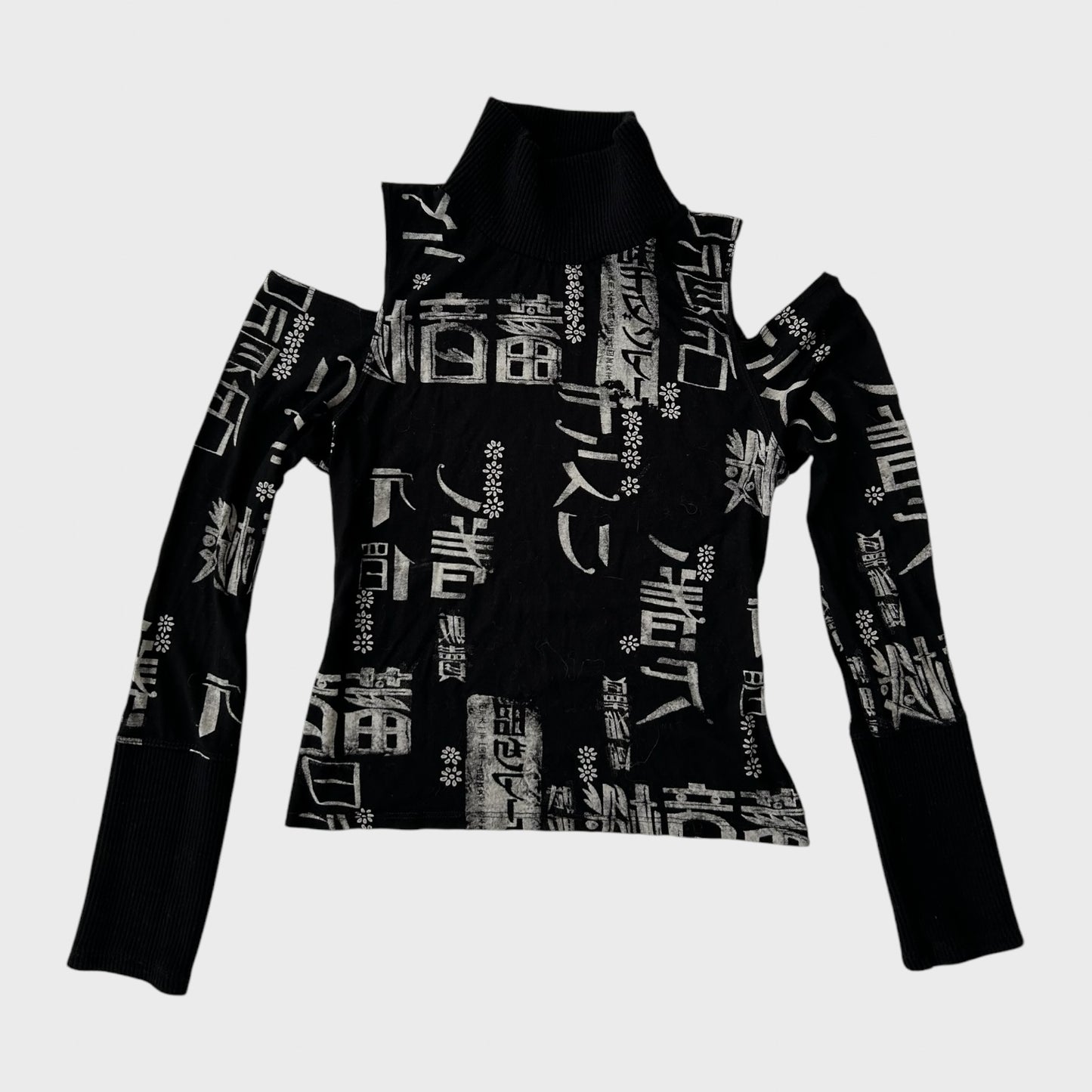 Black Graphic Long Sleeve Top