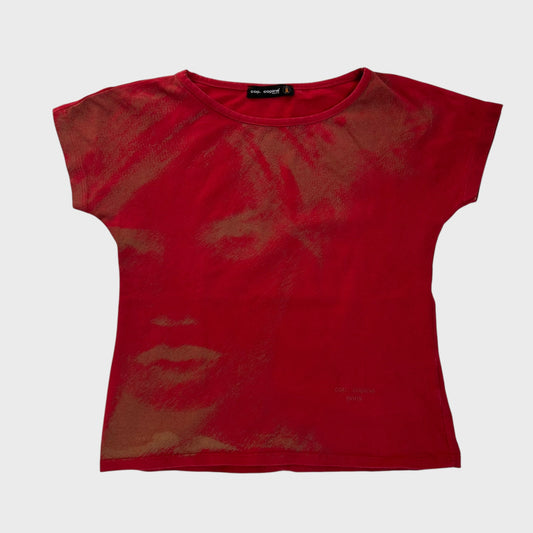Cop Copine Red Face Motif T-Shirt