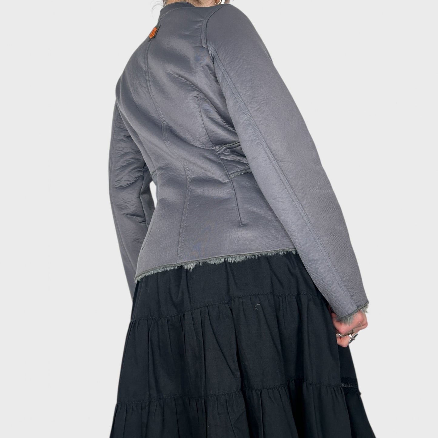 Cop Copine Grey Fur Lined Zip Up Jacket - S/M