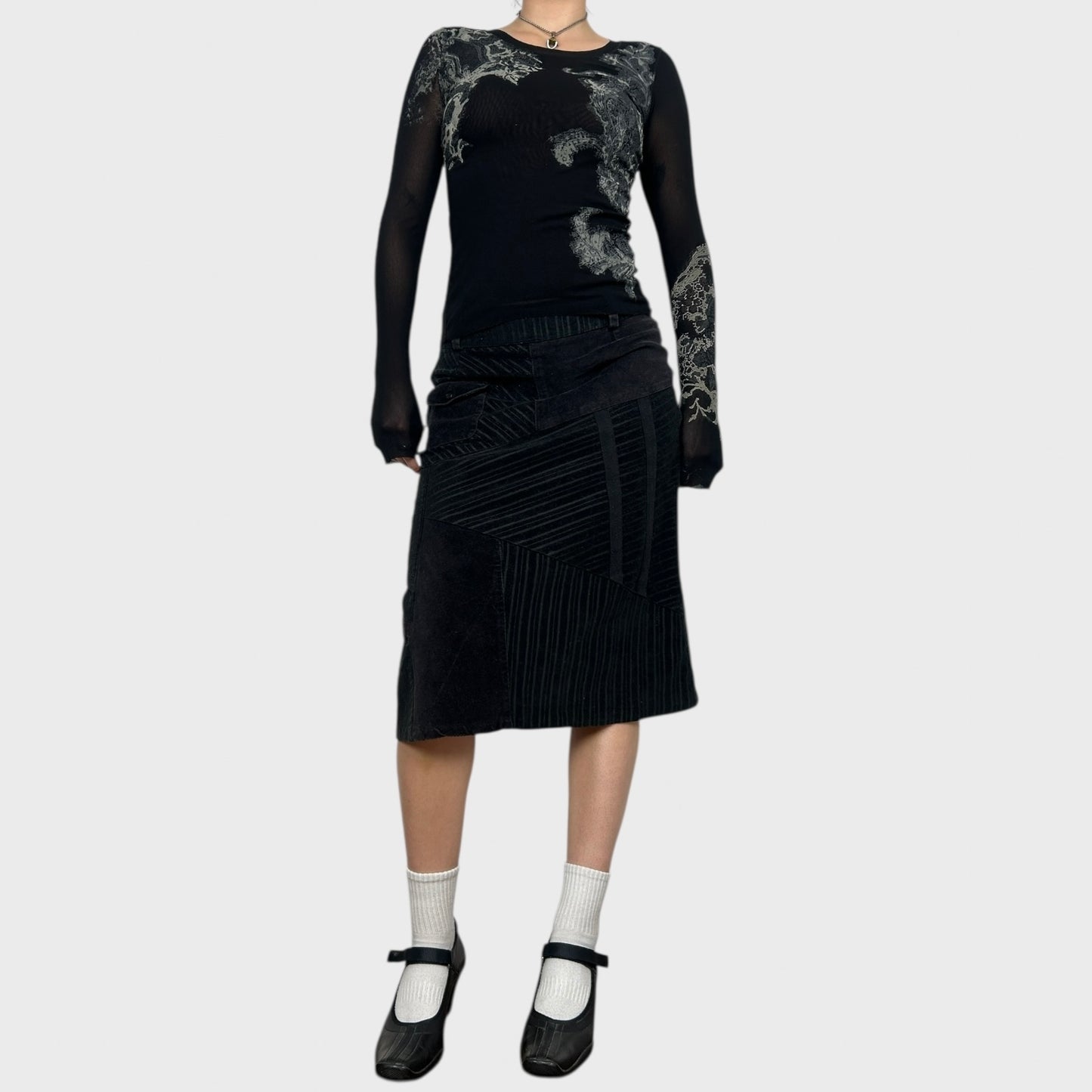 Cache Cache Corduroy Striped Midi Skirt - S/M