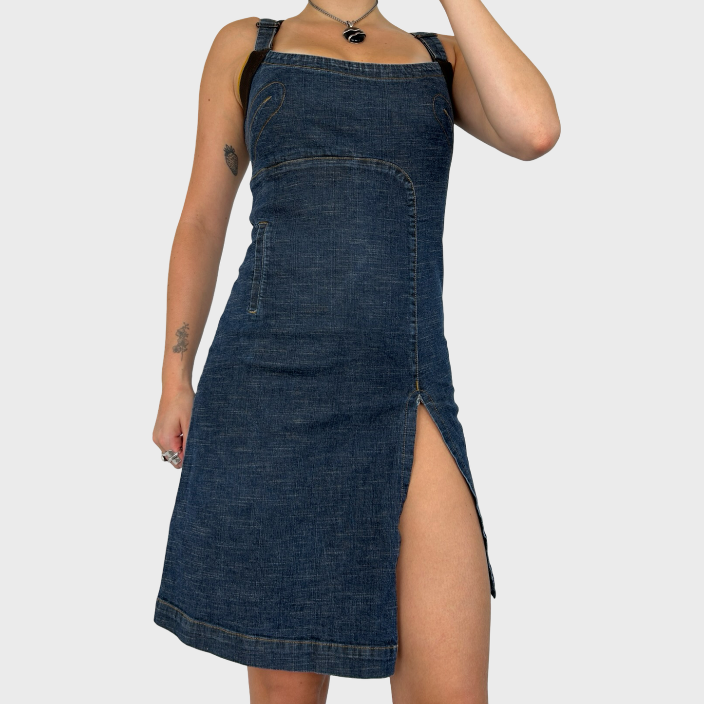 Cop Copine Denim Side Slit Mini Dress - S/M