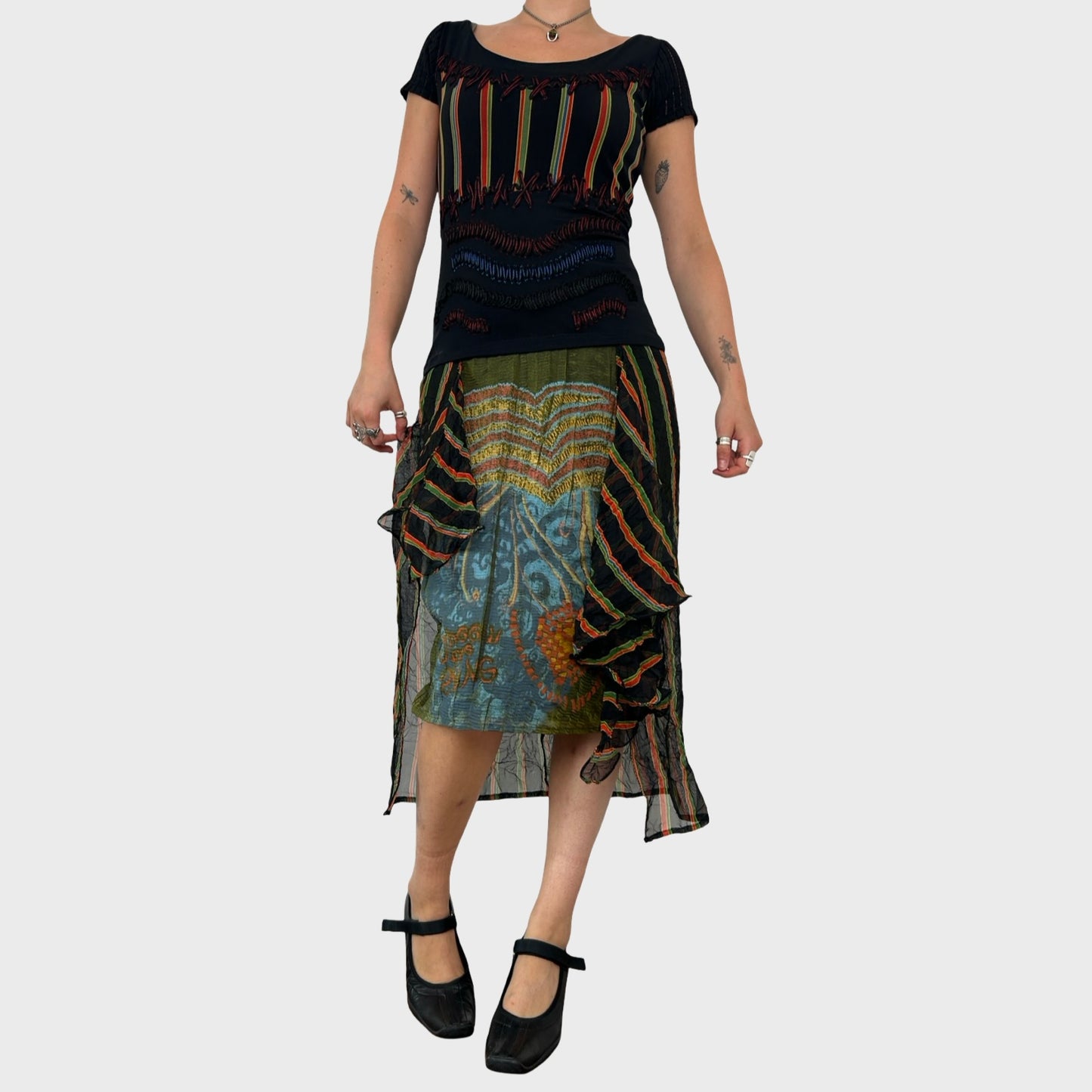 Save The Queen Graphic Mesh Midi Dress - S/M