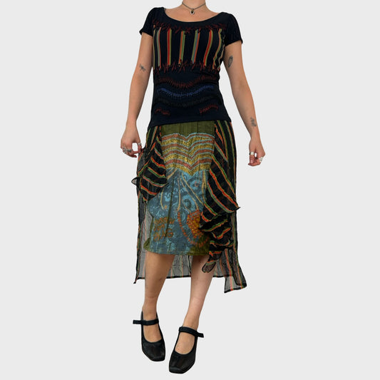 Save The Queen Graphic Mesh Midi Dress - S/M