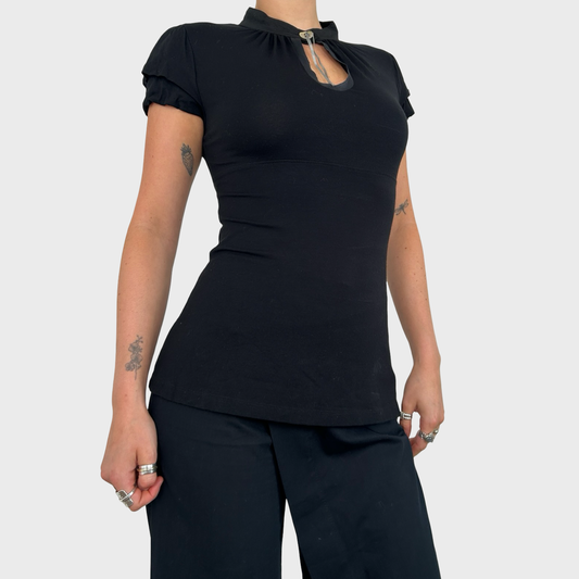 Cop Copine High Neck Keyhole Top - S
