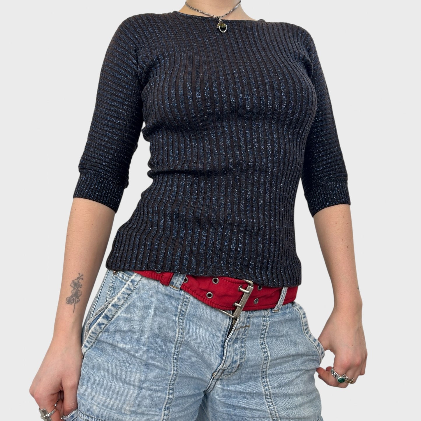 Dolce & Gabbana Shimmery Ribbed Knit Top - S