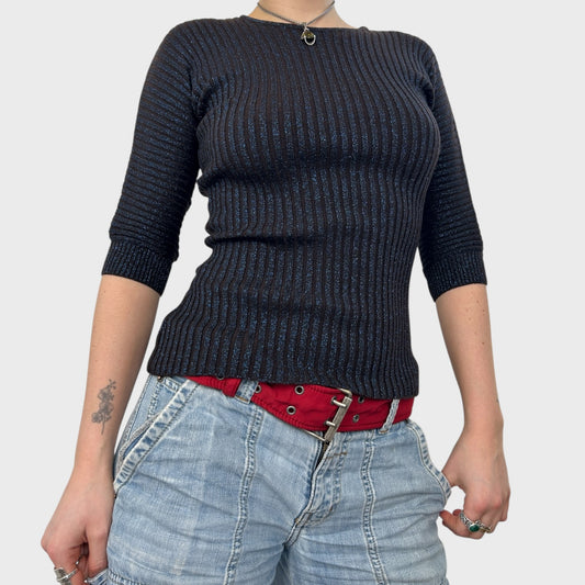 Dolce & Gabbana Shimmery Ribbed Knit Top - S