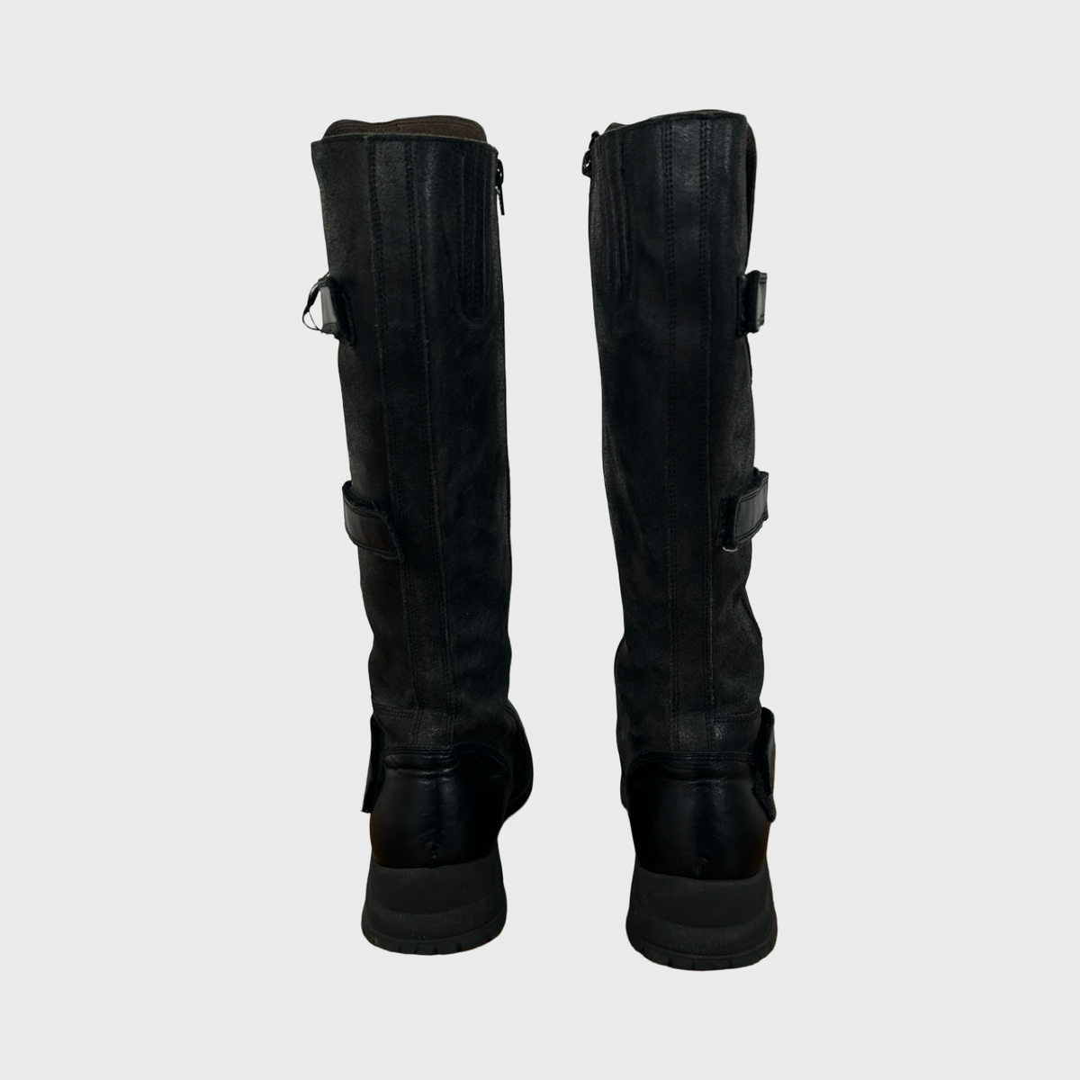Black Leather Buckle Boots - UK 6 / EU 39