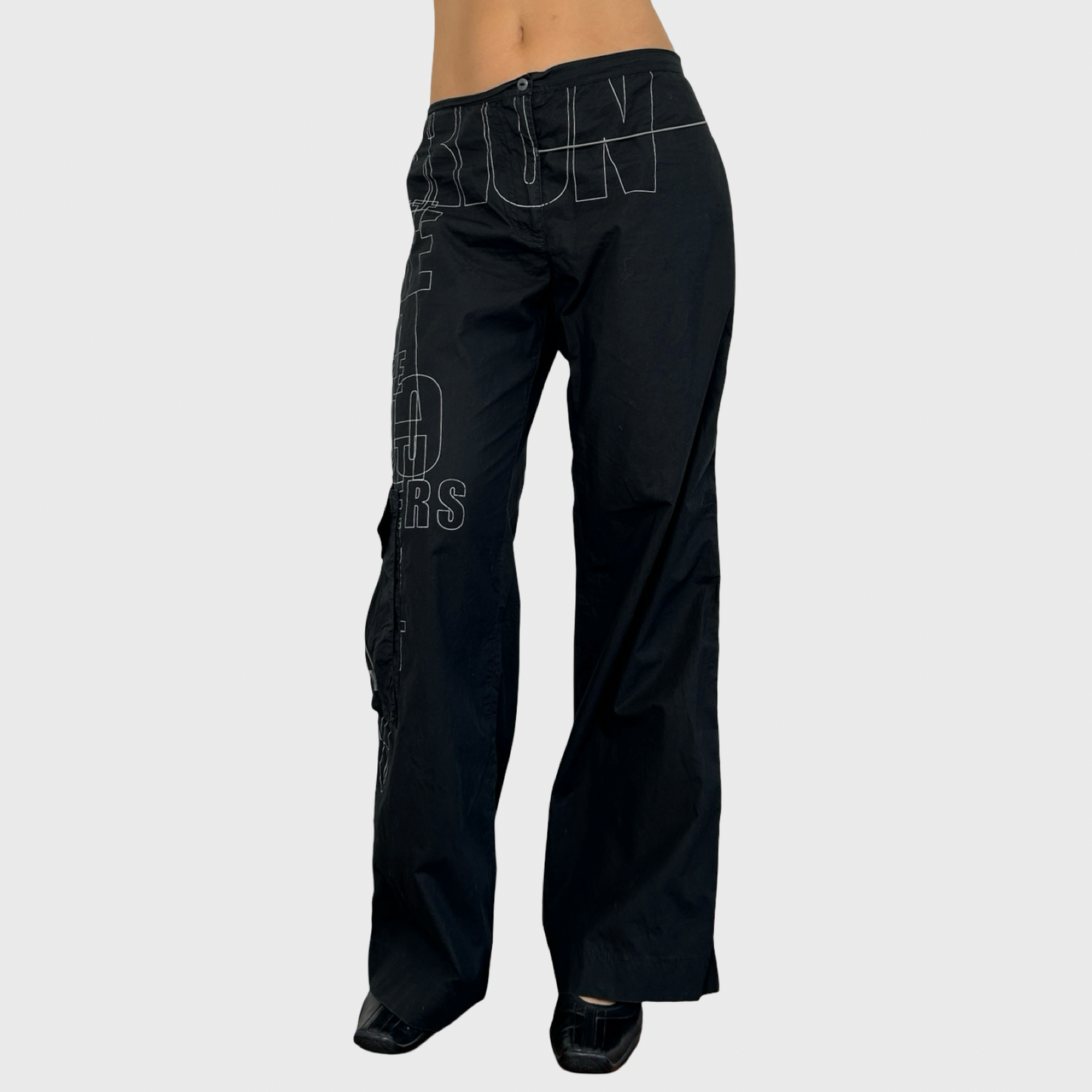 Cop Copine Black Graphic Print Wide Leg Trousers - L