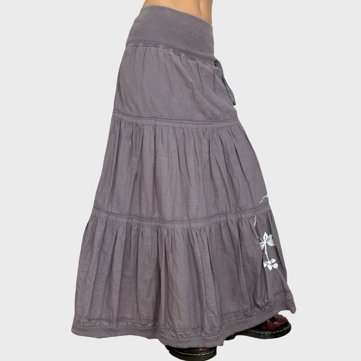 Cop Copine Tiered Grey Ruffle Maxi Skirt - XS/S