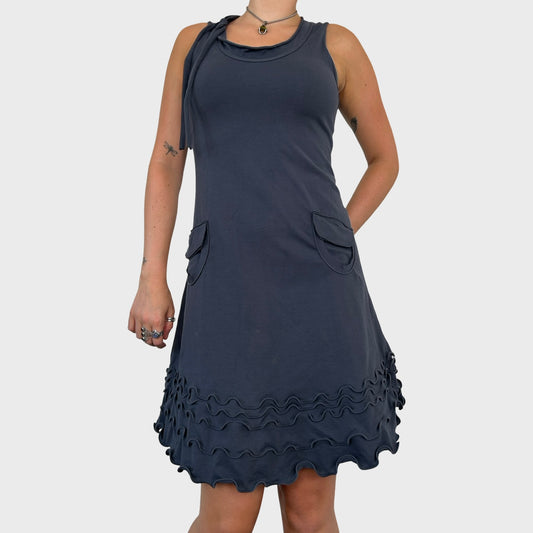 Cop Copine Grey Stretch Frilly Mini Dress - M