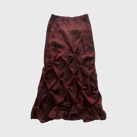 Shimmery ruched burgundy maxi skirt ༺♱༻