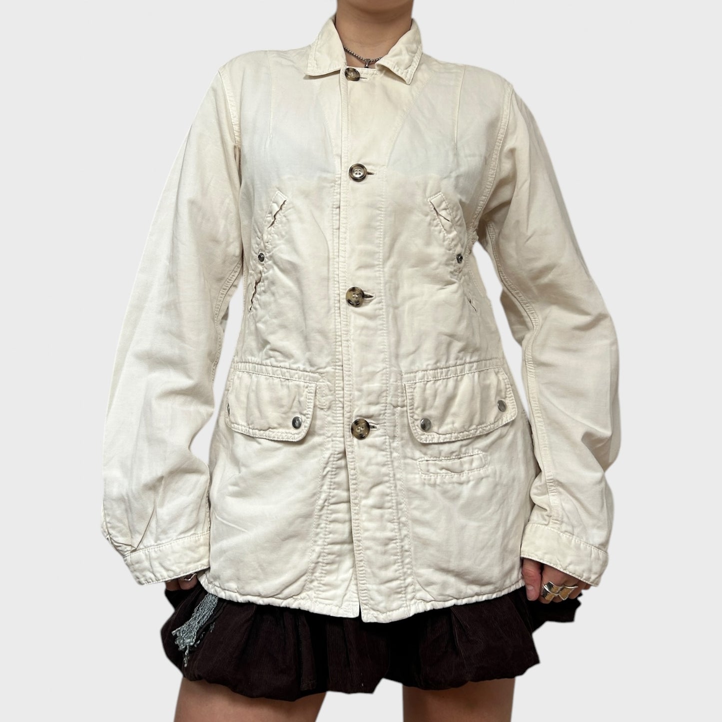 Vintage Prada Sport Red Label Cream Linen Button Jacket