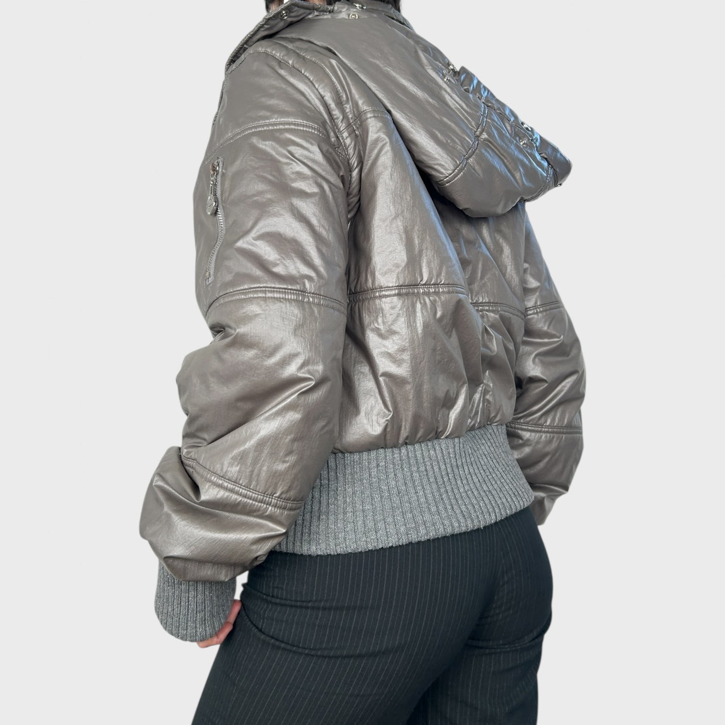 Vintage Silver Bomber Jacket - M/L