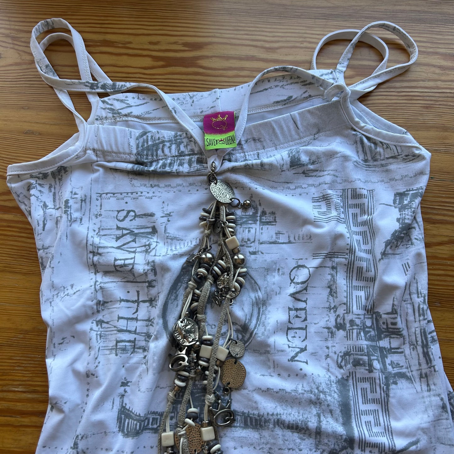 Save The Queen White Graphic Maxi Dress - L
