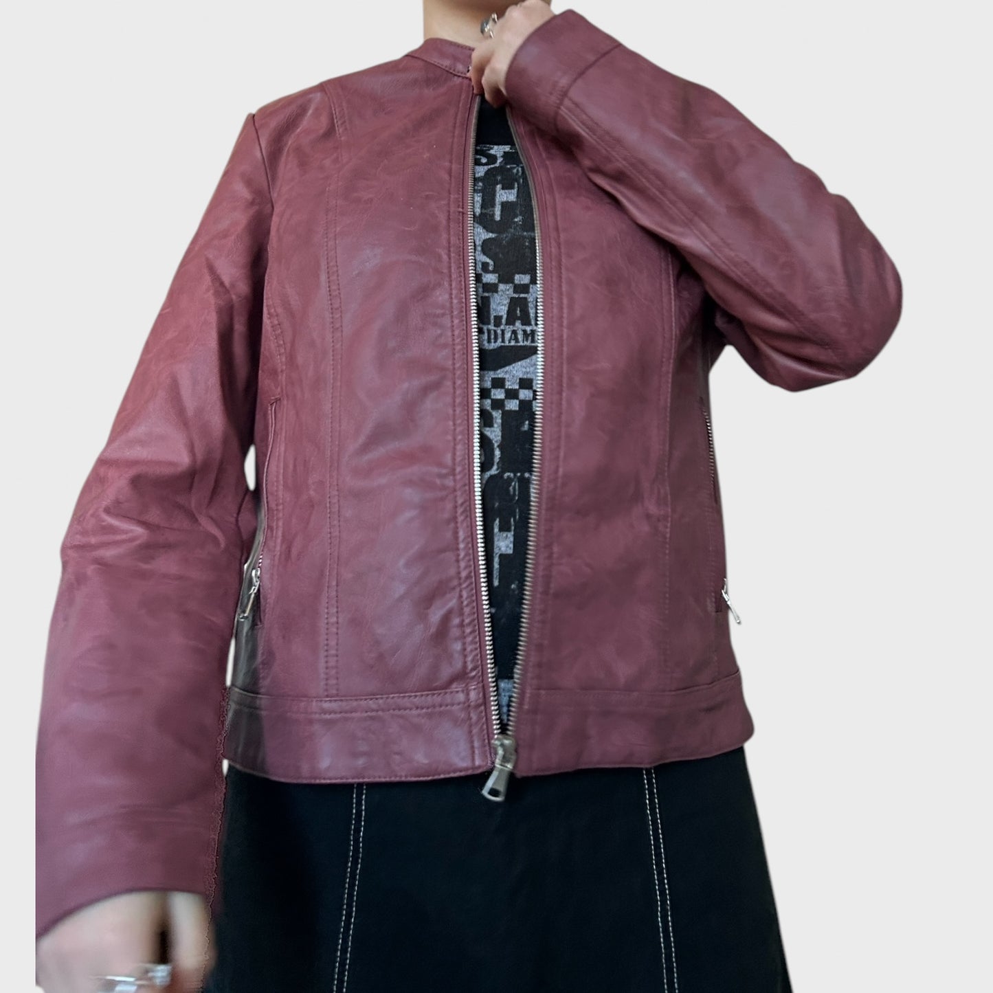 Light burgundy pleather jacket