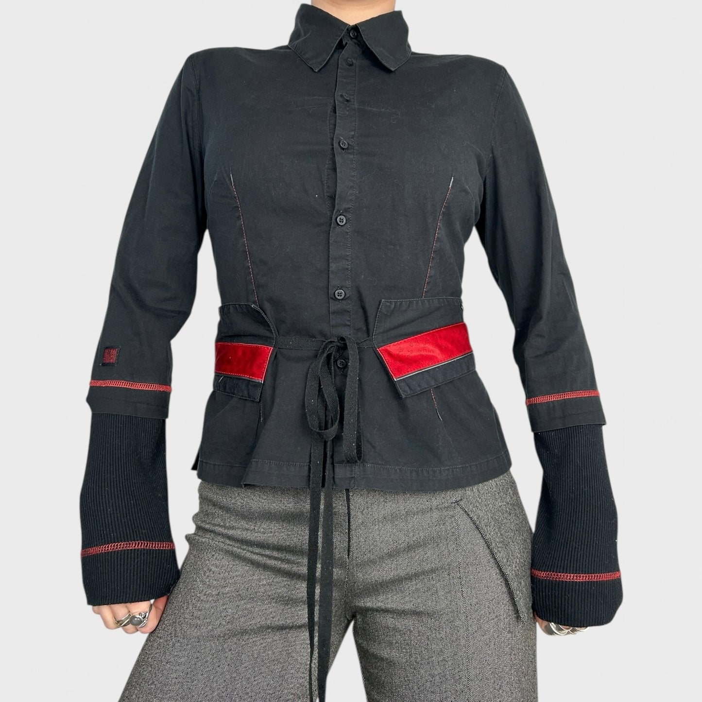Cop Copine Button-Up Shirt with Belt Attachment - S